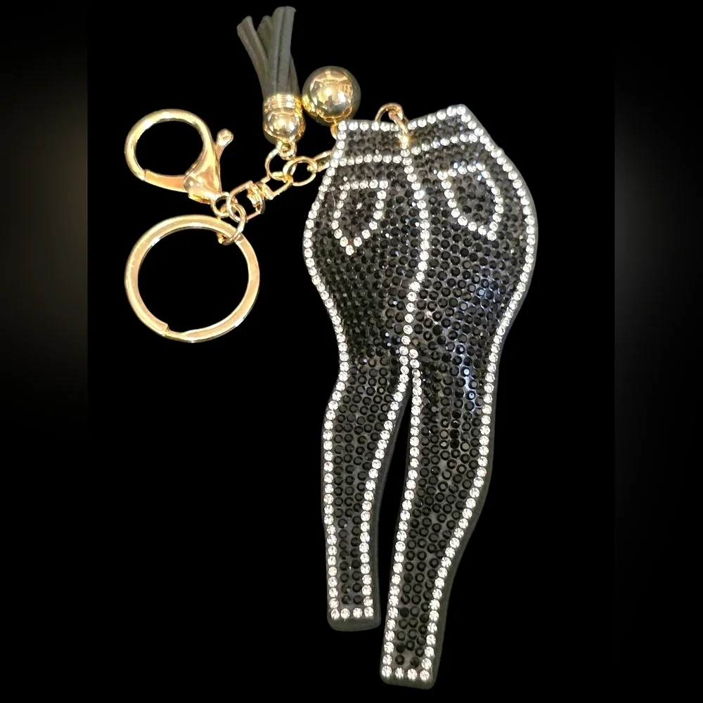 Rhinestone Pants Keychain / Bag Charm with Tassel